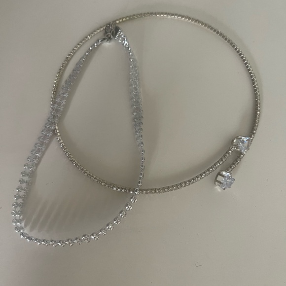 Rhinestone Bling silver Chocker Set - Picture 2 of 2